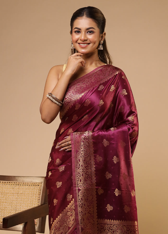Purple Dupion Silk Saree With Blouse Piece