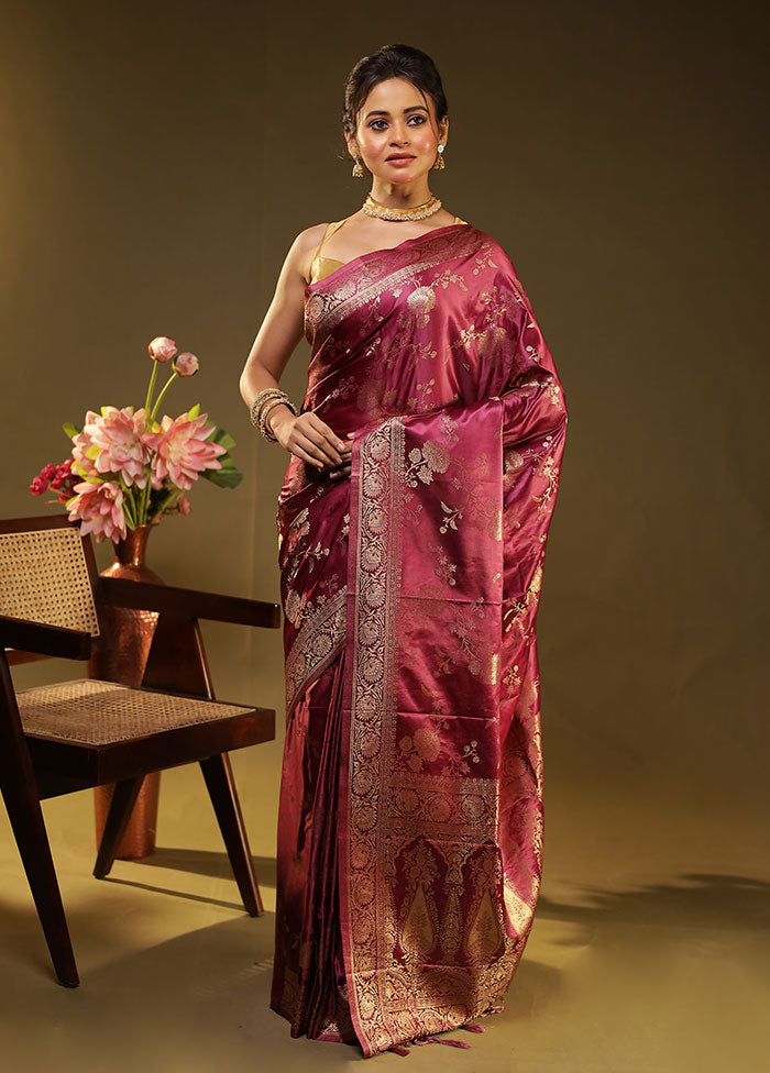 Purple Dupion Silk Saree With Blouse Piece