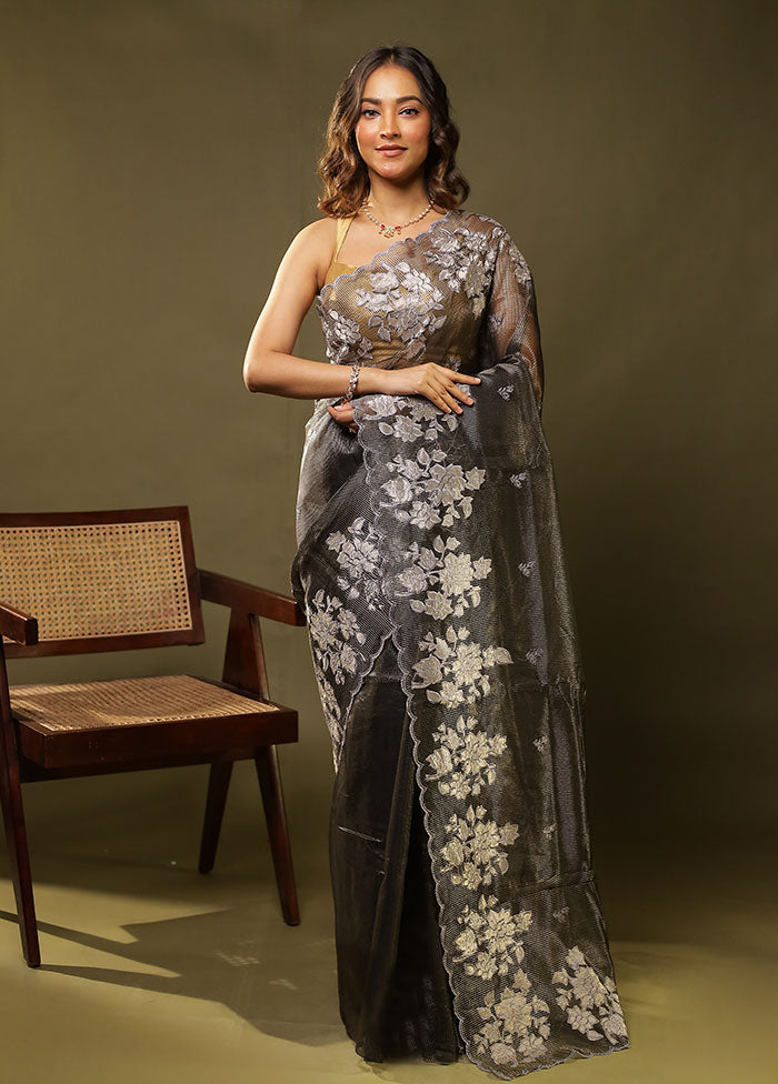 Black Organza Saree With Blouse Piece