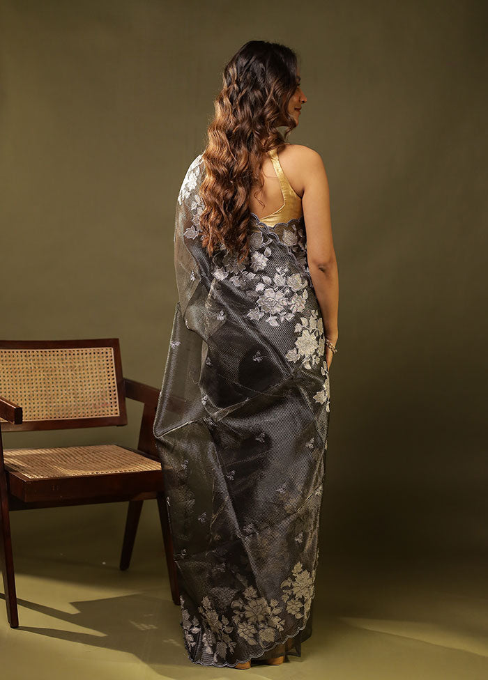Black Organza Saree With Blouse Piece