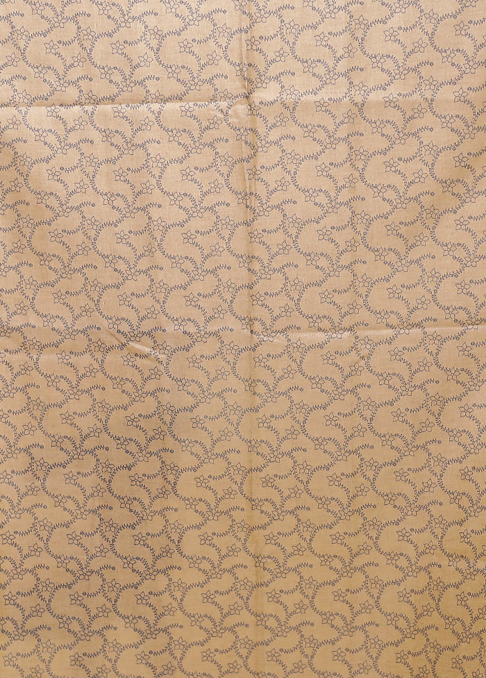 Cream Tussar Silk Saree With Blouse Piece