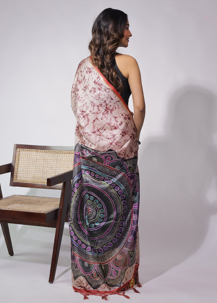 Multicolor Tussar Silk Saree With Blouse Piece