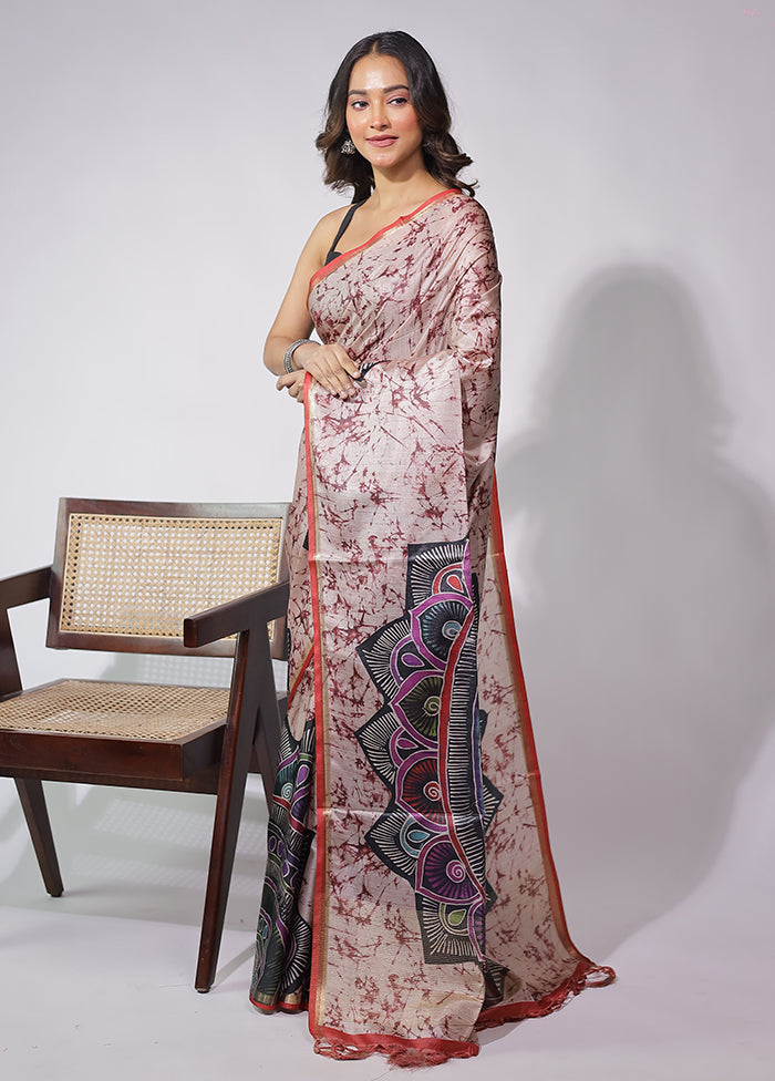 Multicolor Tussar Silk Saree With Blouse Piece