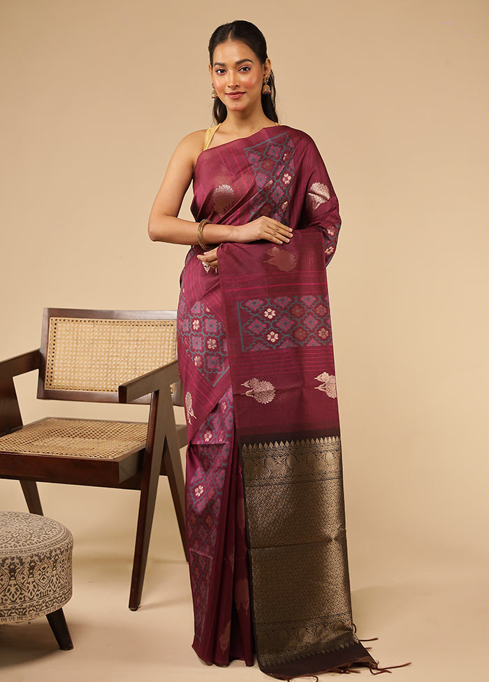 Purple Tussar Silk Saree With Blouse Piece