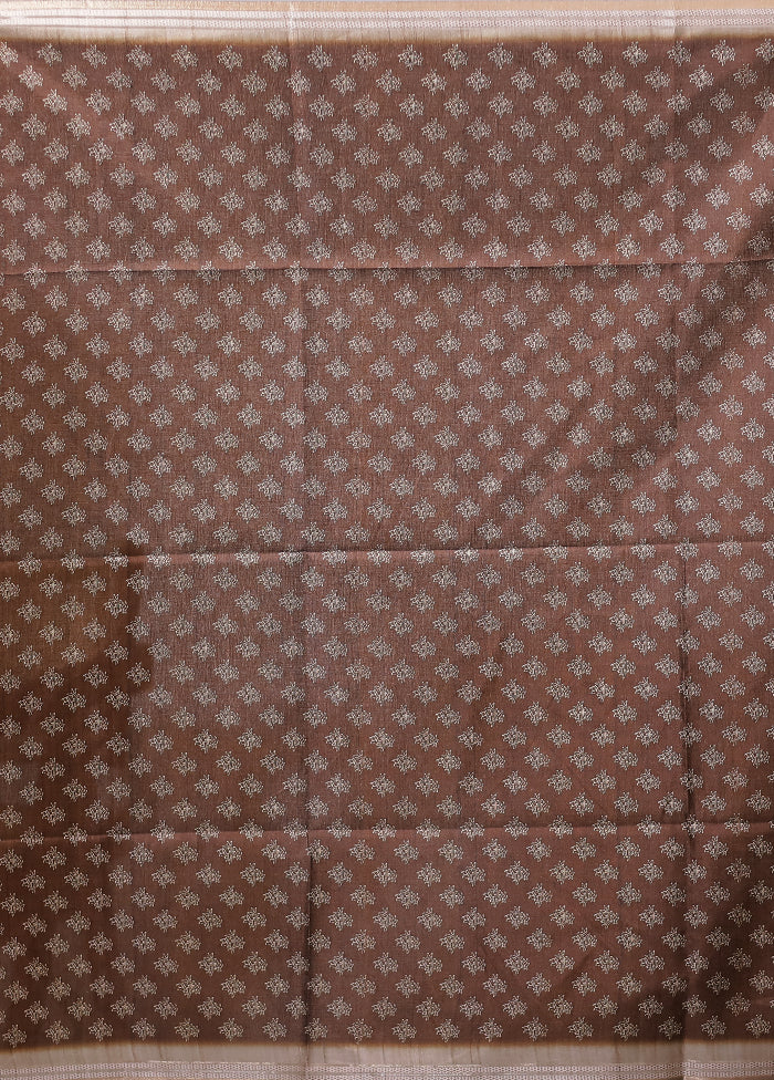 Brown Cotton Saree With Blouse Piece