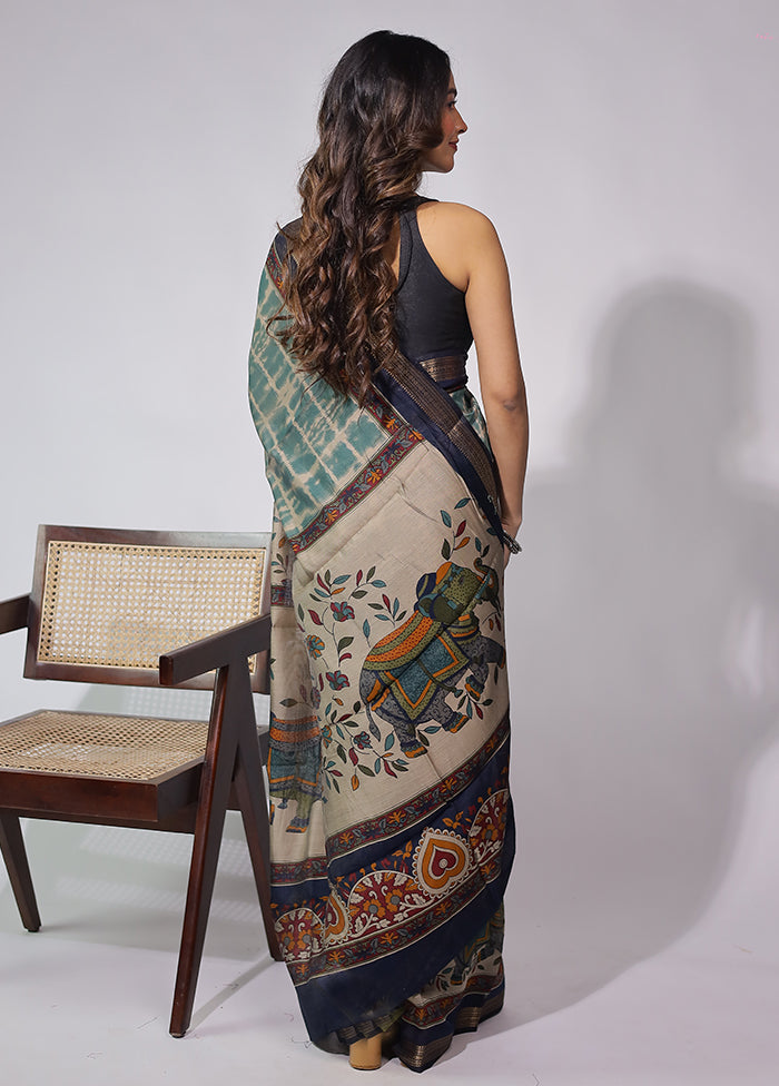 Cream Chanderi Cotton Saree With Blouse Piece