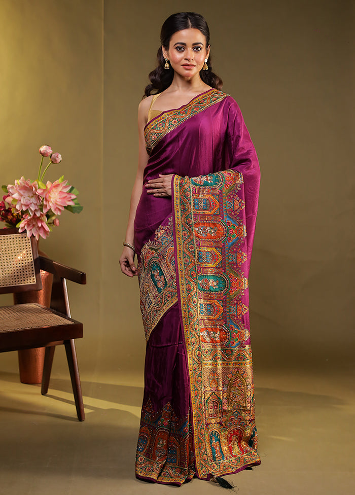 Multicolor Handloom Pure Georgette Saree With Blouse Piece
