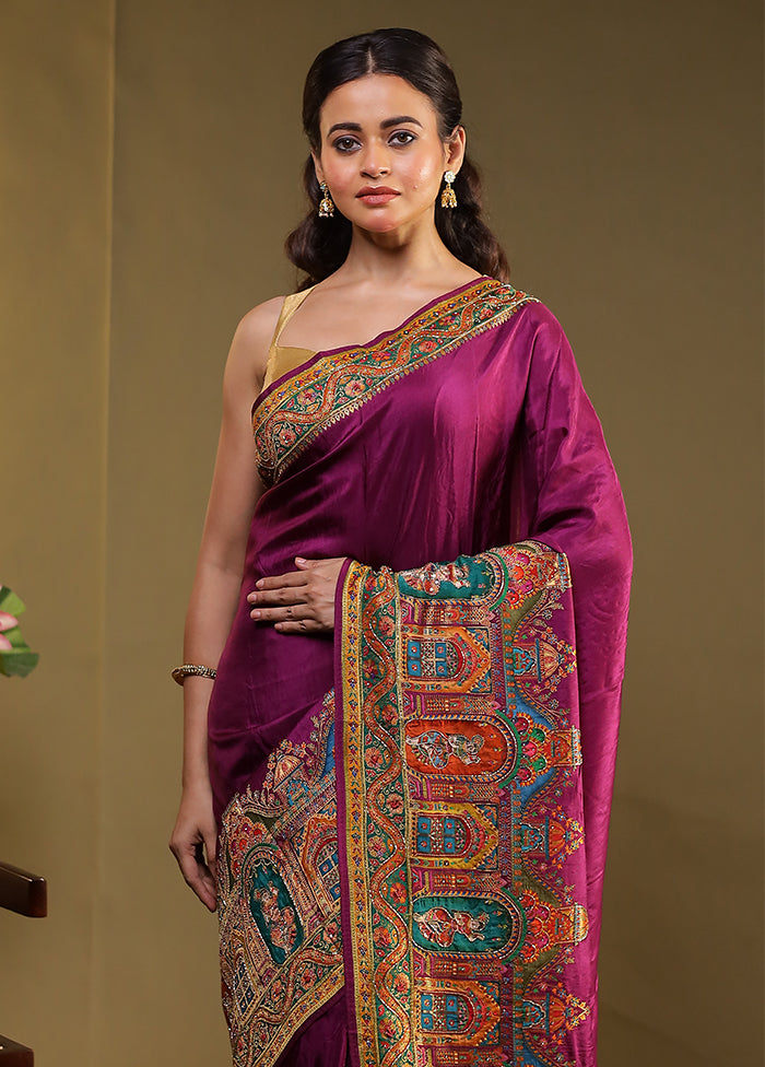 Multicolor Handloom Pure Georgette Saree With Blouse Piece
