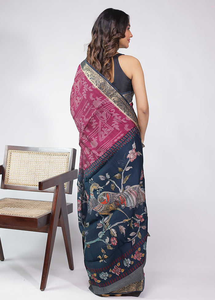 Pink Chanderi Cotton Saree With Blouse Piece