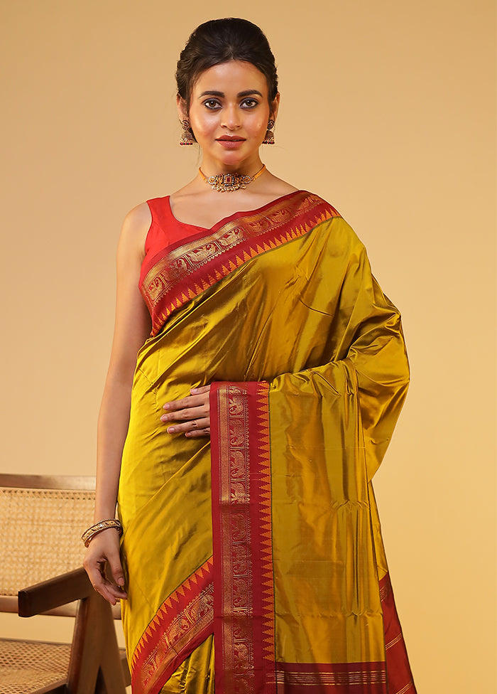 Green Kanjivaram Silk Saree With Blouse Piece