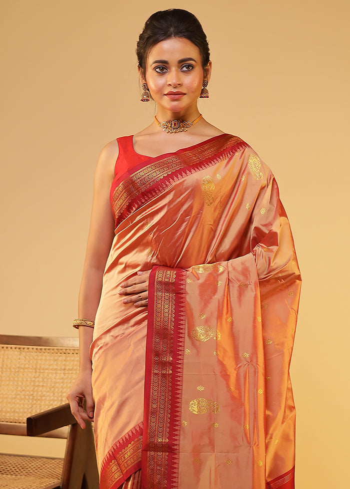 Pink Kanjivaram Silk Saree With Blouse Piece