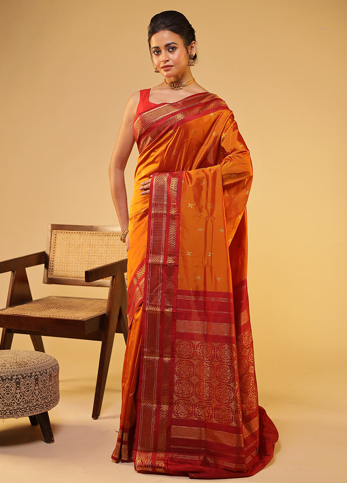Yellow Kanjivaram Silk Saree With Blouse Piece