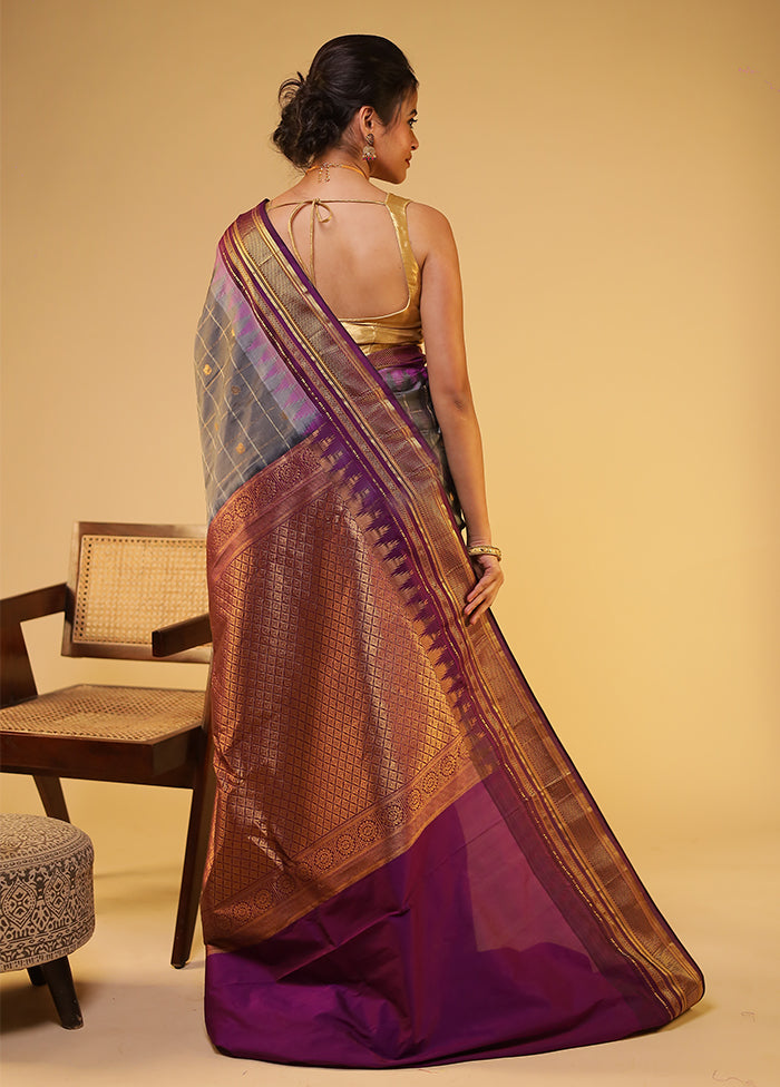 Cream Gadwal Pure Silk Saree Without Blouse Piece