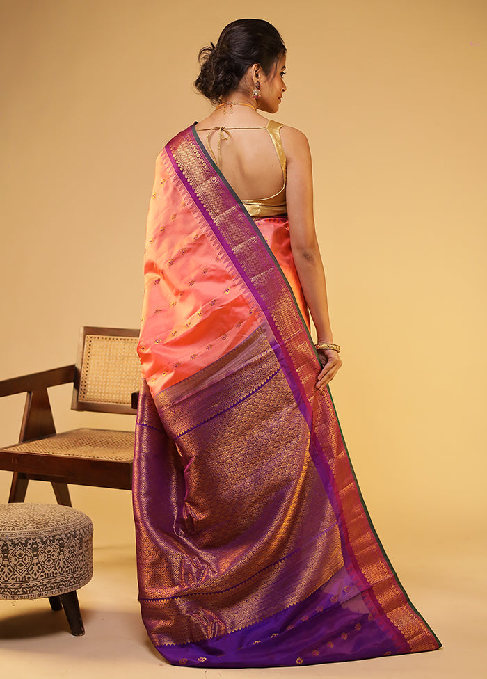 Pink Gadwal Pure Silk Saree Without Blouse Piece