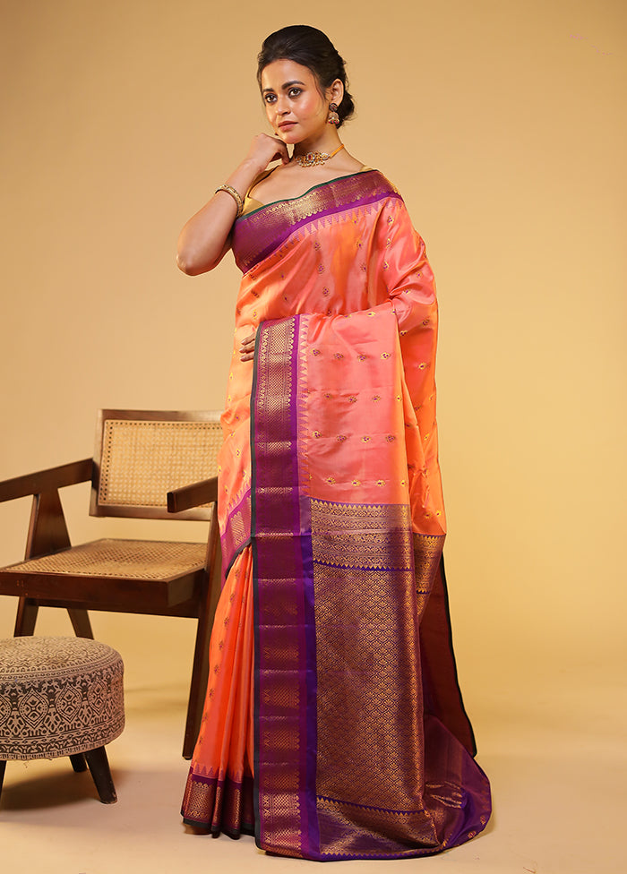 Pink Gadwal Pure Silk Saree Without Blouse Piece
