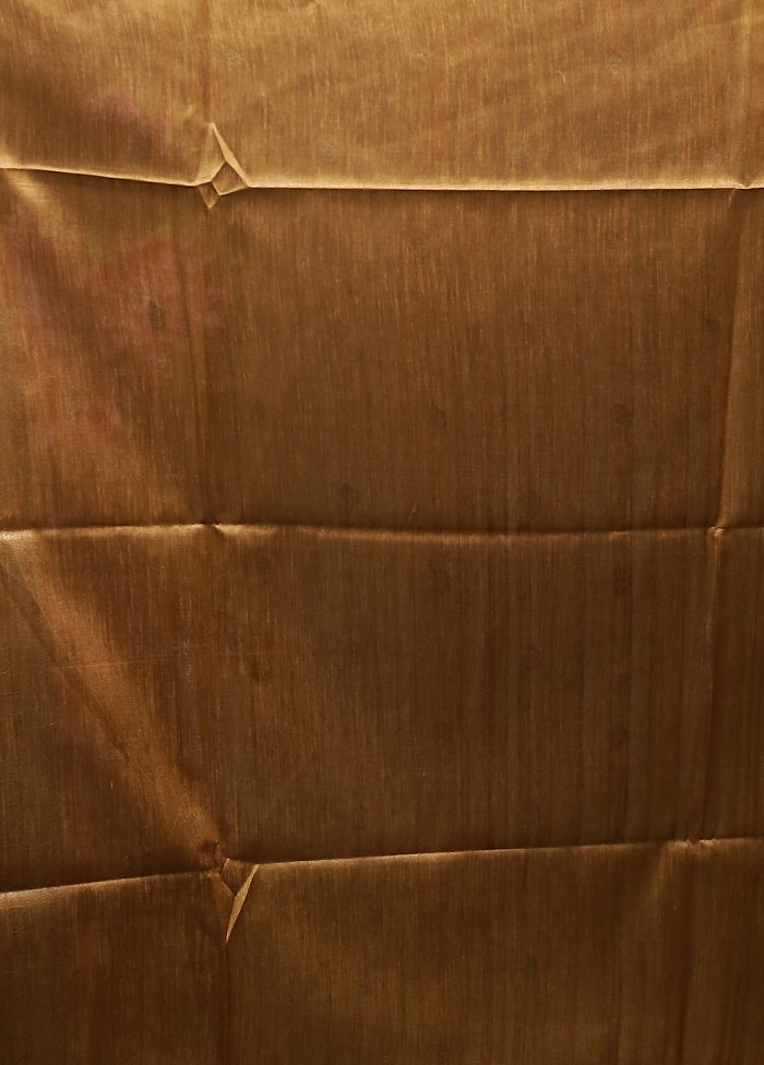 Rust Tussar Silk Saree With Blouse Piece