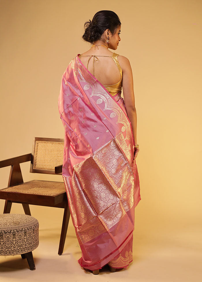 Purple Handloom Katan Pure Silk Saree With Blouse Piece