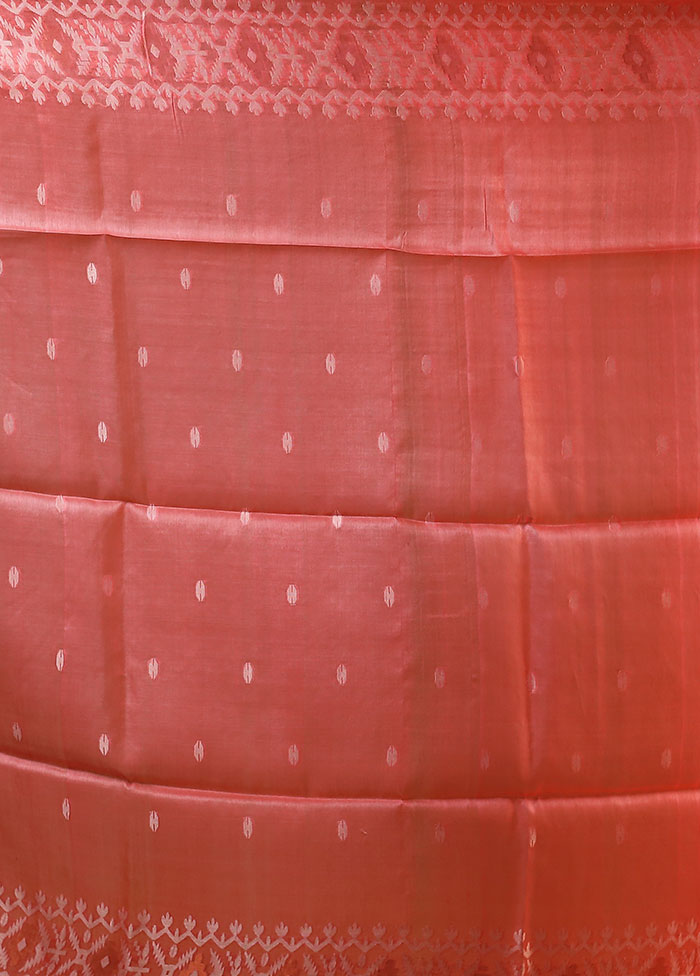 Pink Handloom Tussar Pure Silk Saree With Blouse Piece