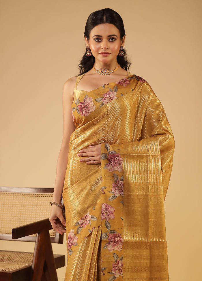 Brown Tussar Silk Saree With Blouse Piece