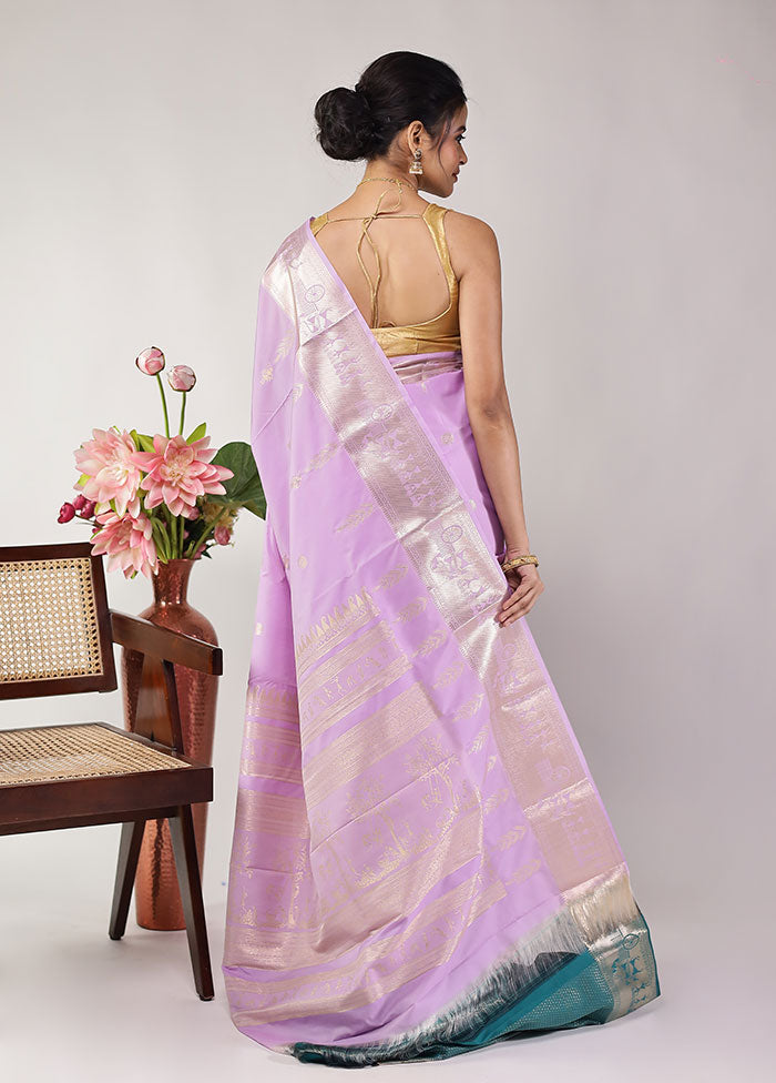 Purple Kanjivaram Silk Saree With Blouse Piece