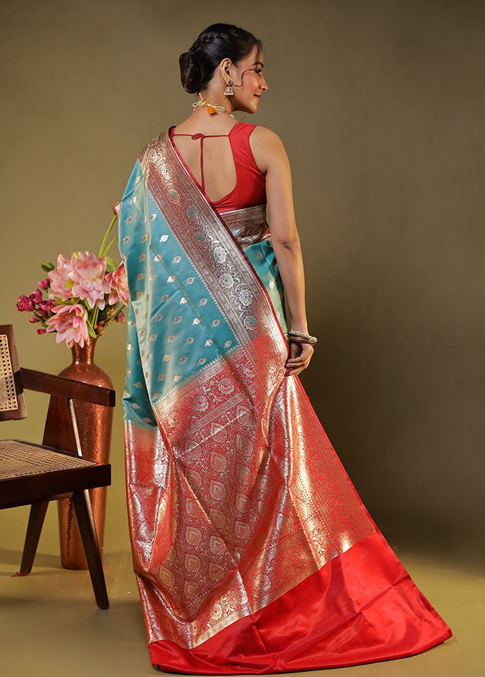 Green Banarasi Silk Saree With Blouse Piece