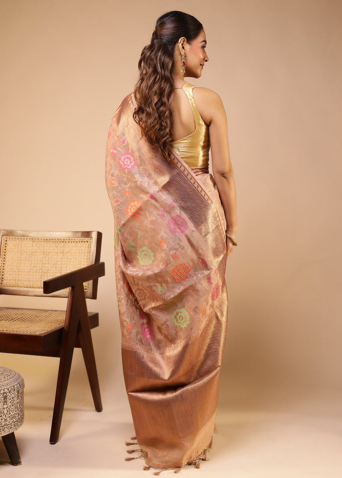 Pink Tissue Silk Saree With Blouse Piece