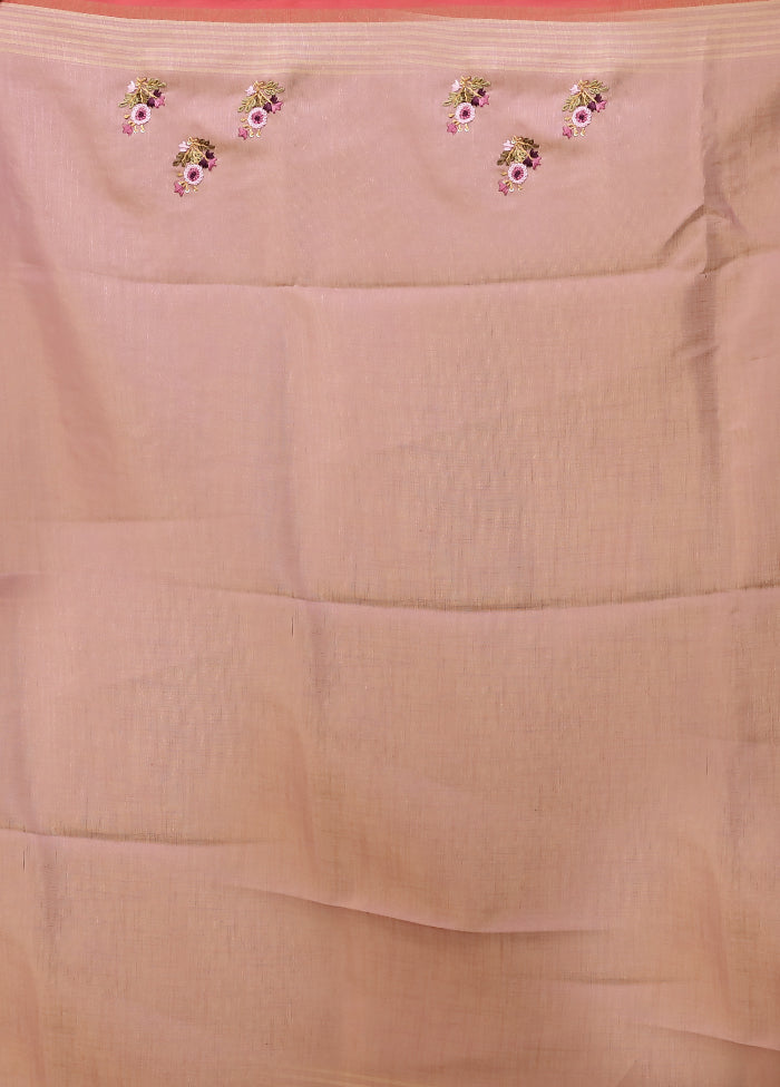 Purple Linen Silk Saree With Blouse Piece