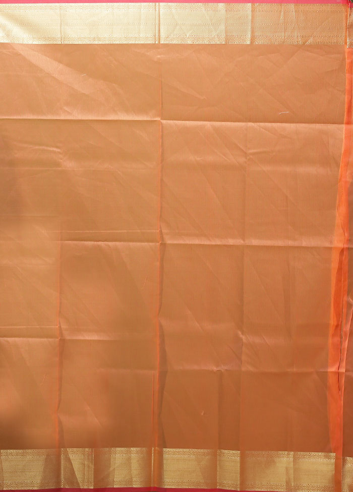Orange Cotton Saree With Blouse Piece