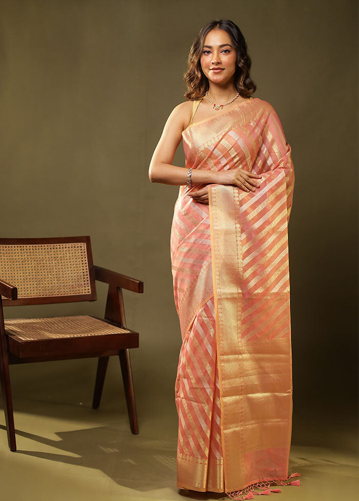 Pink Tissue Silk Saree With Blouse Piece