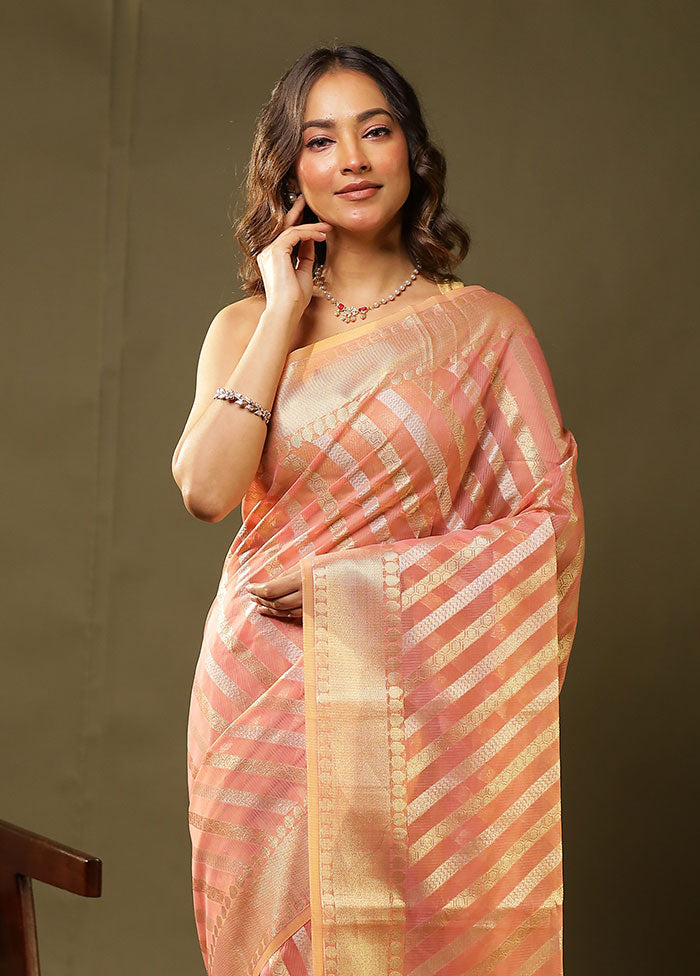 Pink Tissue Silk Saree With Blouse Piece