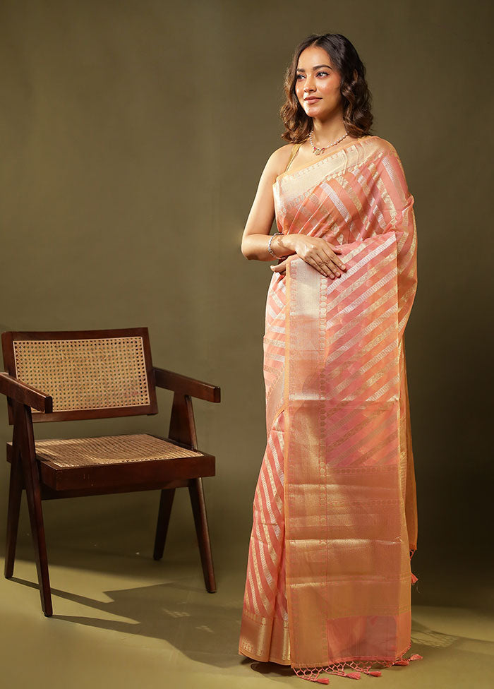 Pink Tissue Silk Saree With Blouse Piece