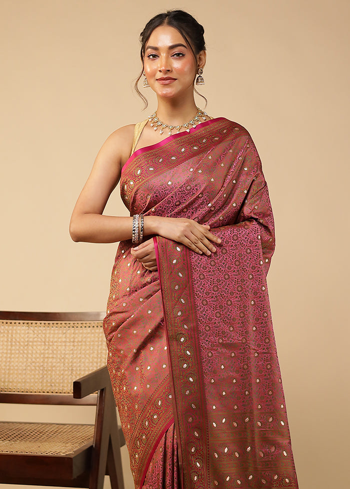 Pink Tanchoi Silk Saree With Blouse Piece
