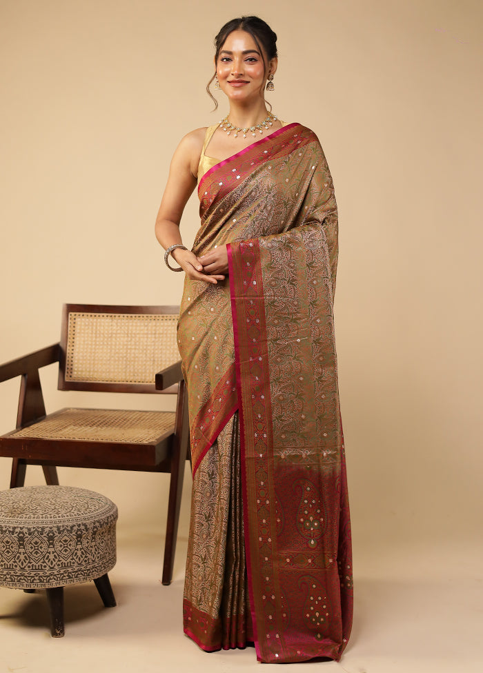 Pink Tanchoi Silk Saree With Blouse Piece