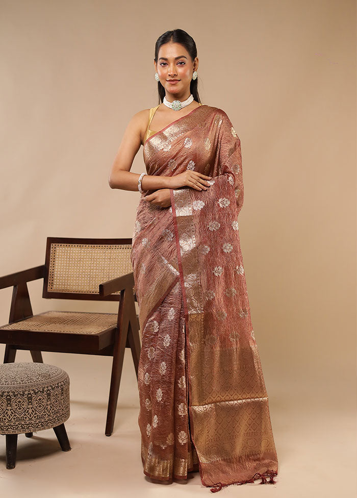 Pink Tissue Silk Saree With Blouse Piece