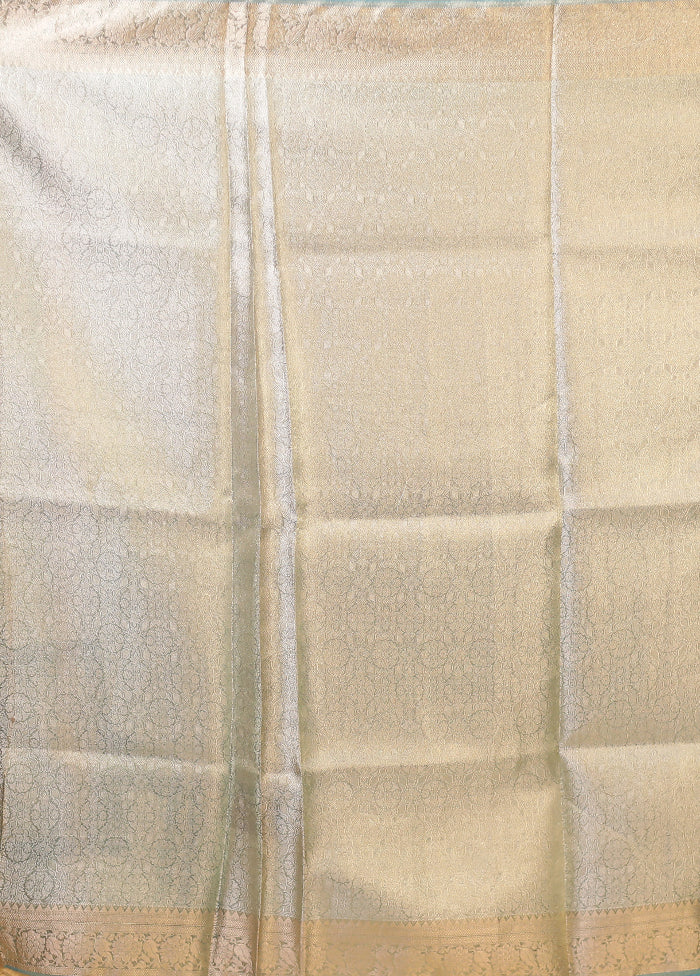 Blue Tissue Silk Saree With Blouse Piece