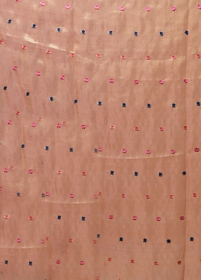 Peach Tissue Silk Saree With Blouse Piece