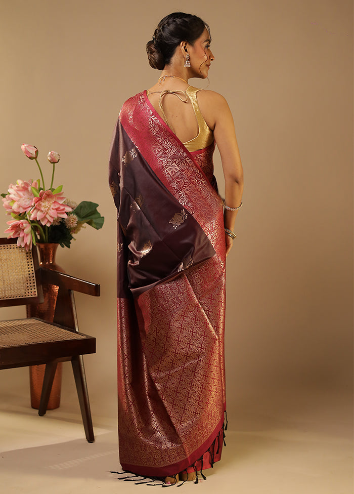 Maroon Kanjivaram Silk Saree With Blouse Piece