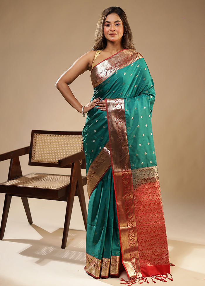 Green Kanjivaram Silk Saree With Blouse Piece