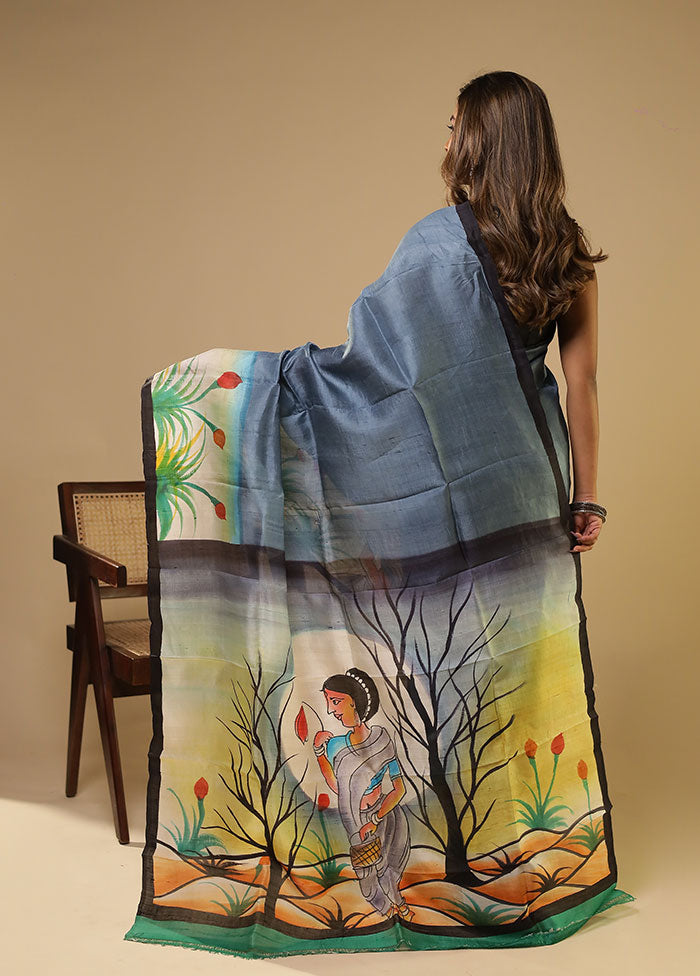 Multicolor Printed Pure Silk Saree Without Blouse Piece