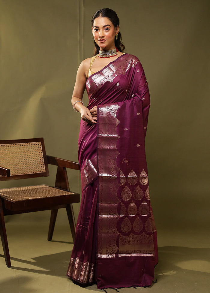 Purple Cotton Saree With Blouse Piece