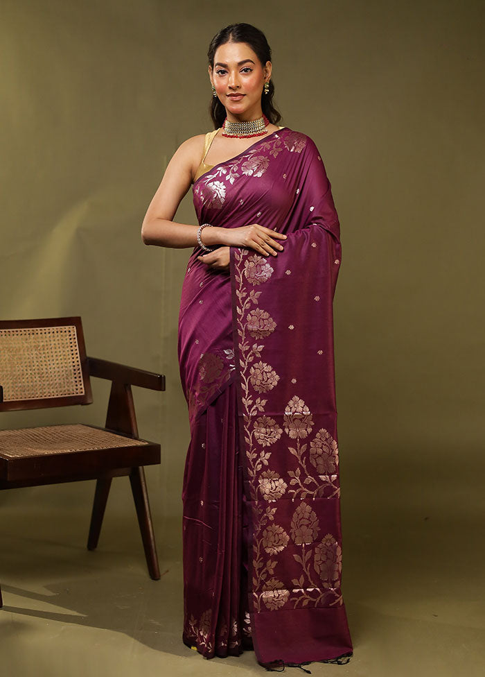 Purple Cotton Saree With Blouse Piece