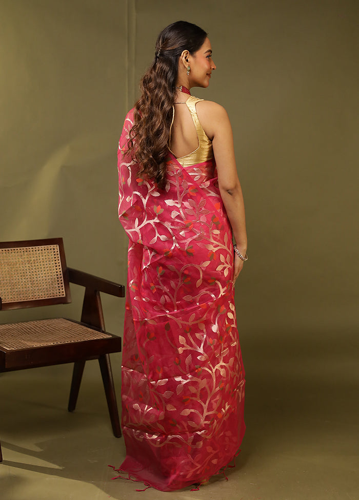 Pink Organza Saree With Blouse Piece