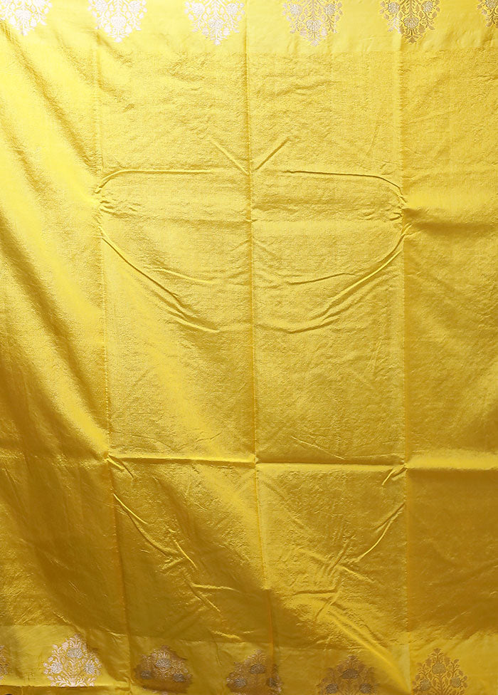 Yellow Dupion Silk Saree With Blouse Piece