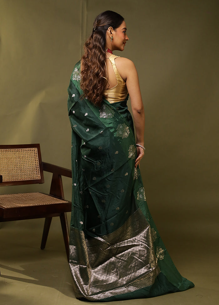 Green Dupion Silk Saree With Blouse Piece