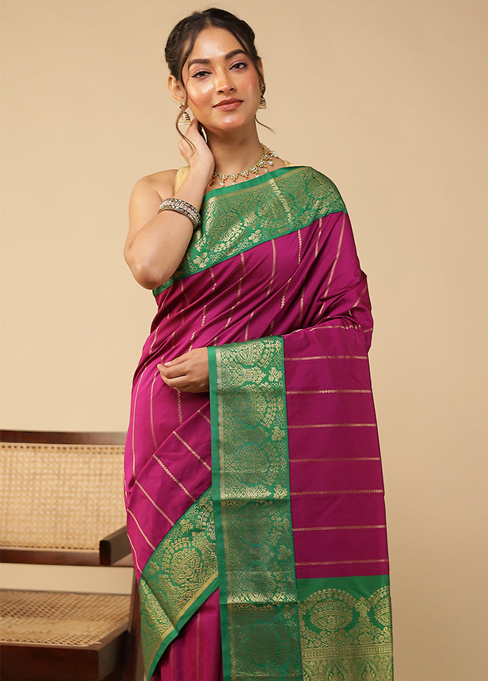 Pink Kanjivaram Silk Saree With Blouse Piece