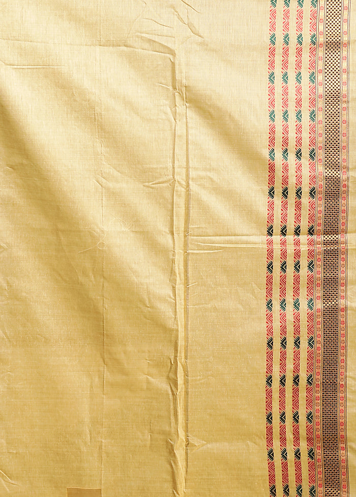 Cream Assam Silk Saree With Blouse Piece