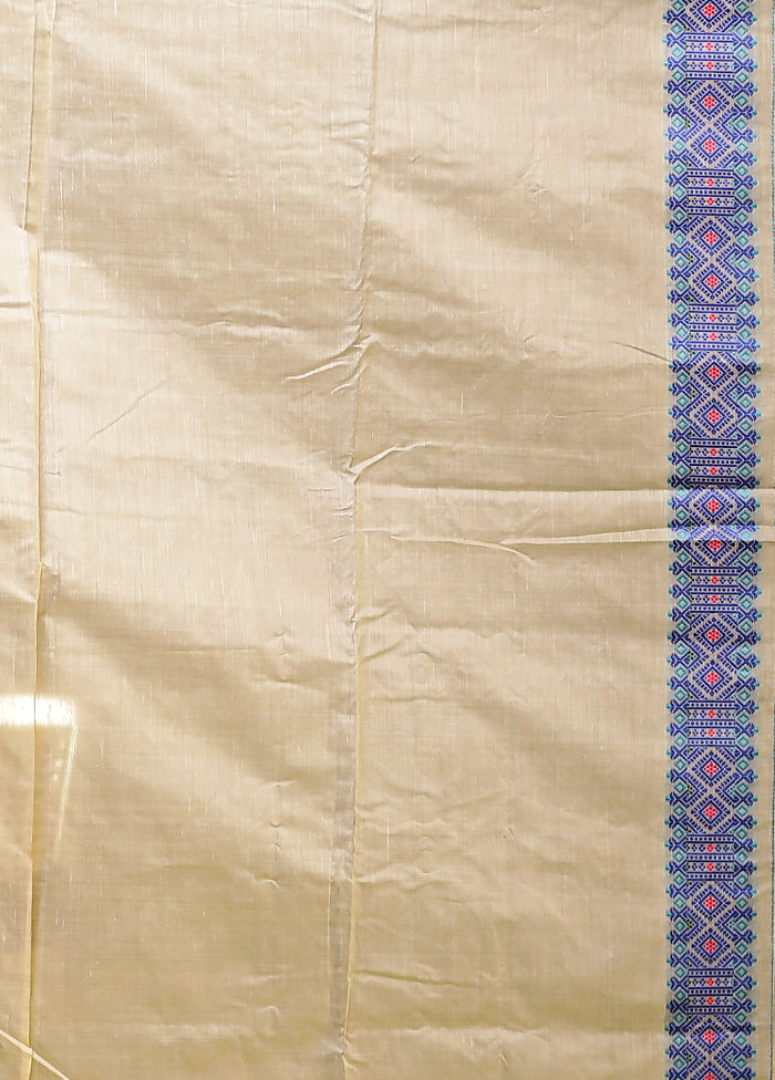 Cream Assam Silk Saree With Blouse Piece