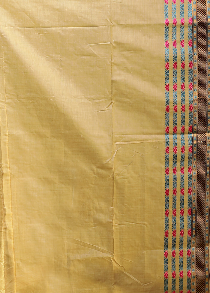 Cream Assam Silk Saree With Blouse Piece