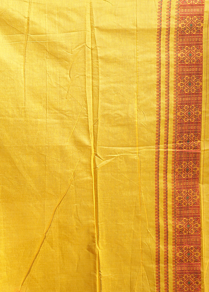 Yellow Assam Silk Saree With Blouse Piece