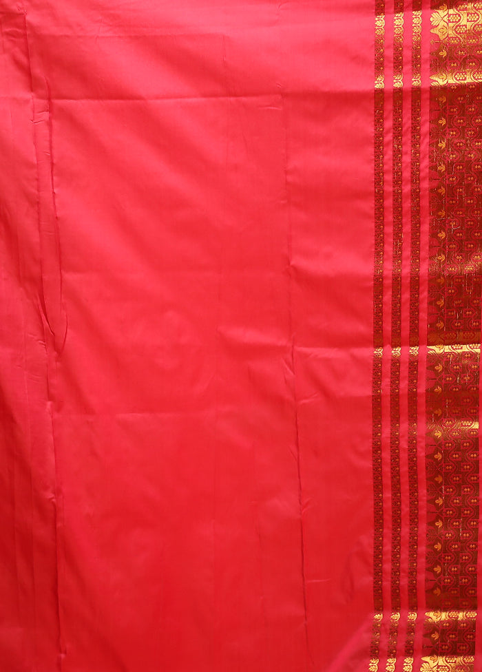 Pink Assam Silk Saree With Blouse Piece
